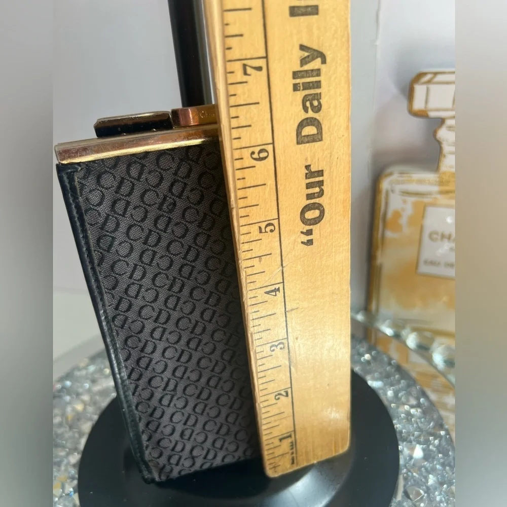 Dior Black Textured Accessory with Gold Detail